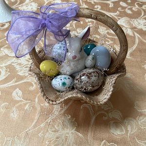 Ceramic Easter Basket with eggs